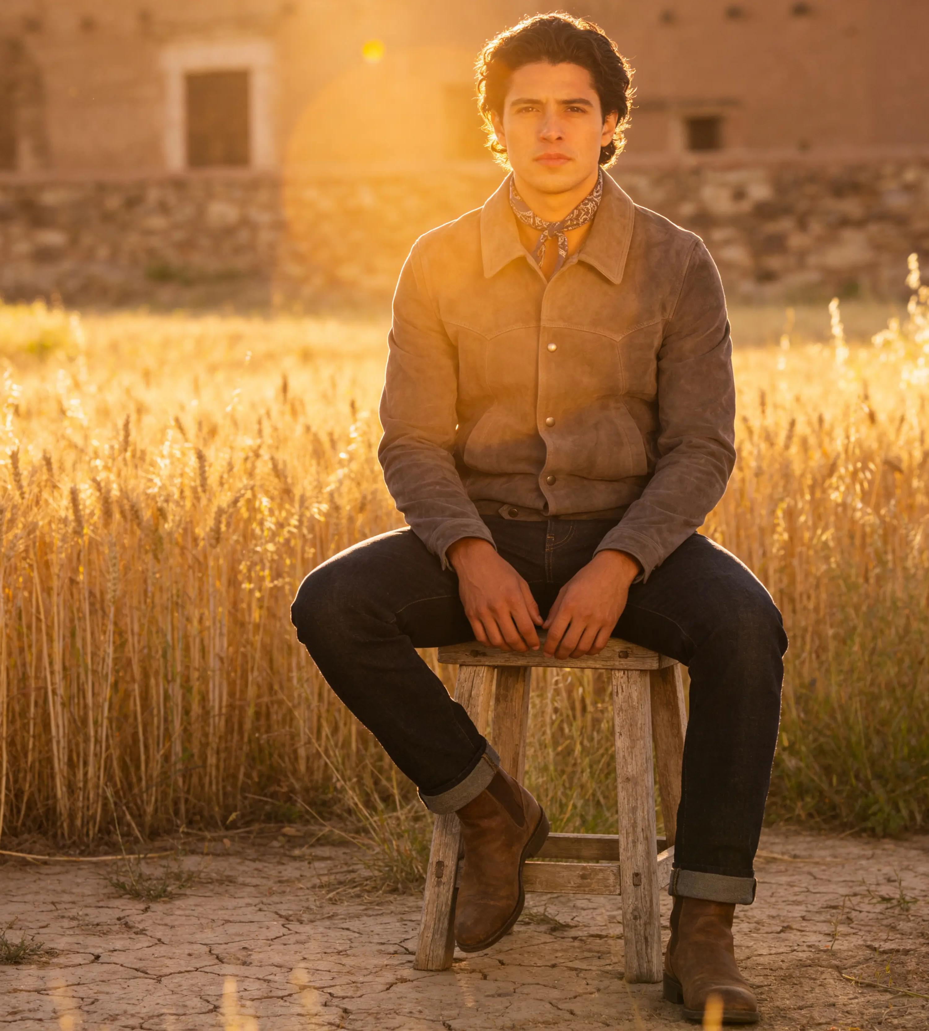 chamarra trucker gamuza gris