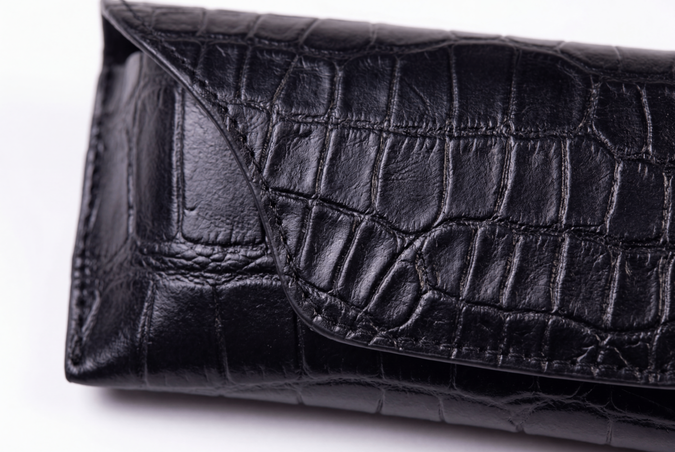 funda lentes patron grande piel negro detalle