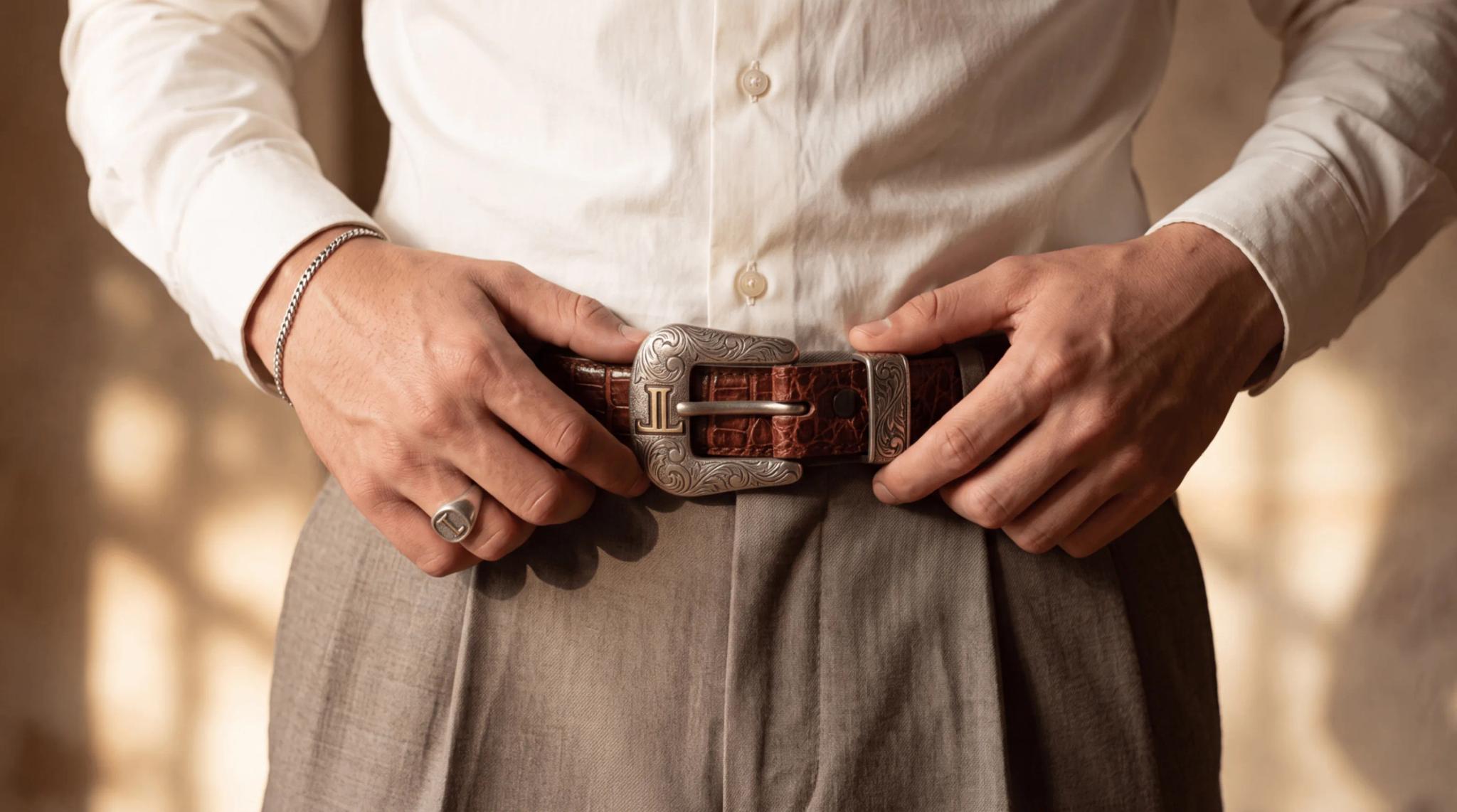 Belt crocodile leather